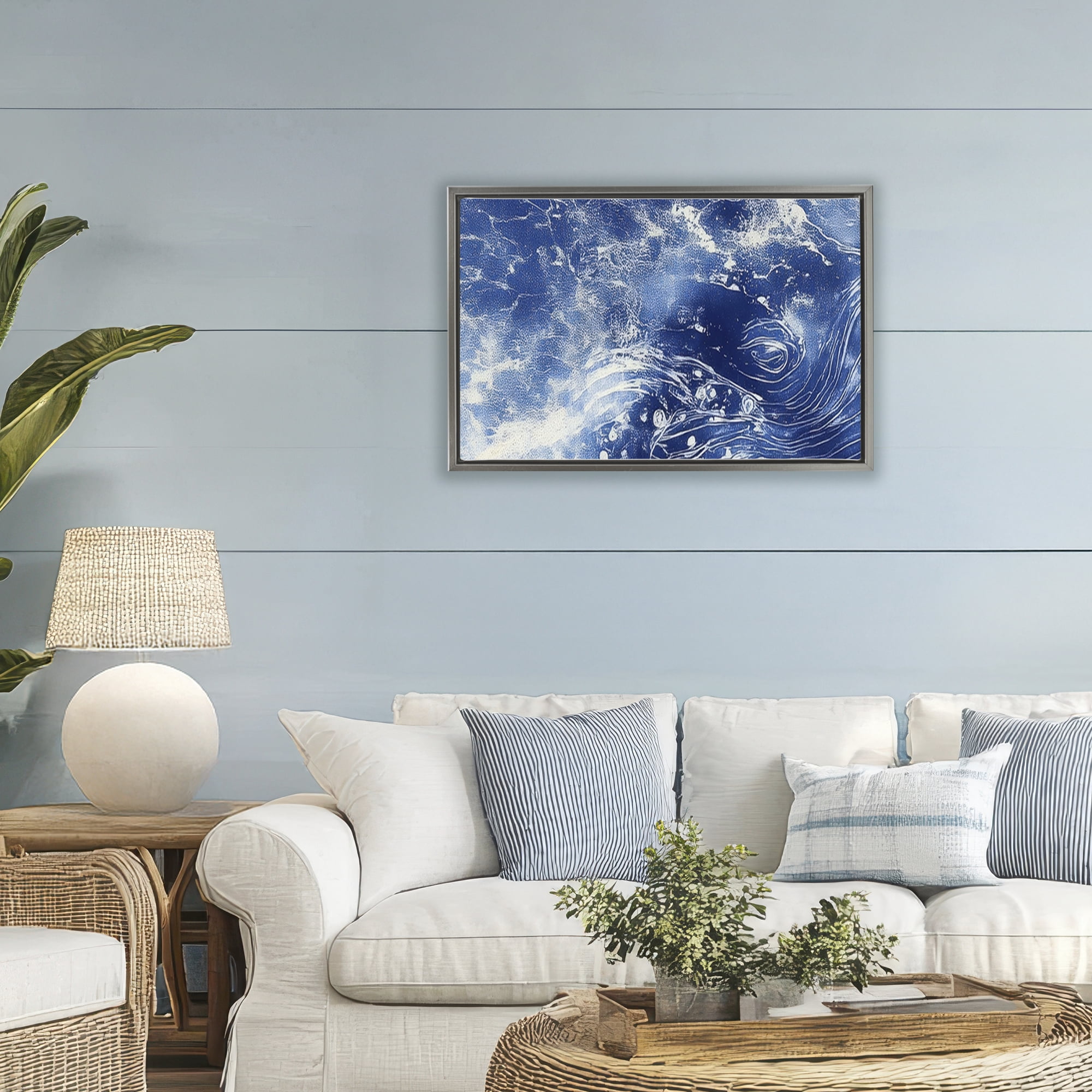 Stupell Industries Whale in Motion Gray Framed Floater Canvas Wall Art, design by Chromatic Storm Studio