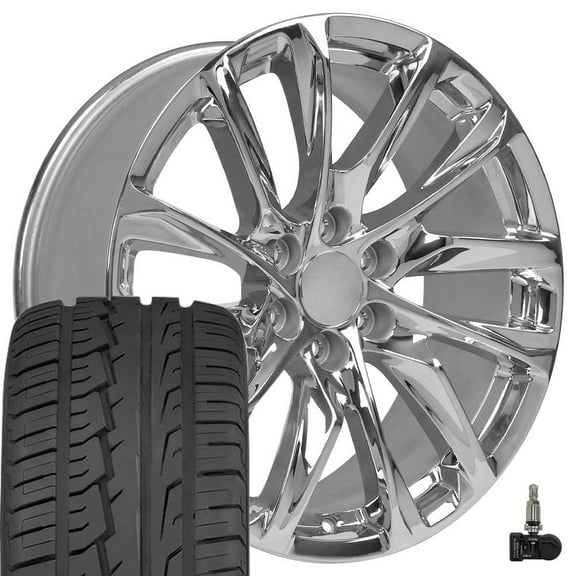 OE Wheels CA90 22 Inch Rims and Tires Fit Escalade Style 6x139.7 22x9 Chrome - Hollander 4875 - iMove Gen 2 SUV 285/45-22 (Set of 4)