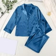 thumbnail image 4 of Women Silk Pajamas Set Long Sleeve Cozy Button Down Satin Satin Sleepwear Two Piece Silky Pajamas for Women, 4 of 4