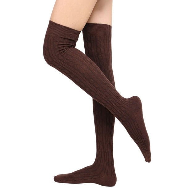 BASILICA - Uniform Socks Women's Cable Knit Winter Thigh High Stockings ...