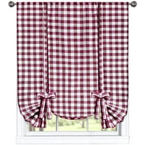 Woven Trends Farmhouse Curtains Kitchen Décor, Buffalo Plaid Shades, Classic Country Plaid Gingham Checkered Design, Farmhouse Décor, Window Curtain Treatments (Burgundy, Tie-Up Shade)