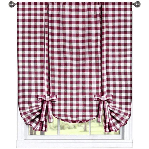 Woven Trends Farmhouse Curtains Kitchen Décor Buffalo Plaid Shades Classic Country Gingham Checd Design Window Curtain Treatments Burdy Tie Up Shade Com Woven Trends Farmhouse Curtains Kitchen, Country Style Kitchen Curtains