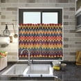 thumbnail image 4 of Yayeee Kitchen Curtains Tier Pair Light Filtering 27"x24" Rod Pocket Short Cafe Window Panel, Brown Geometric, 4 of 7