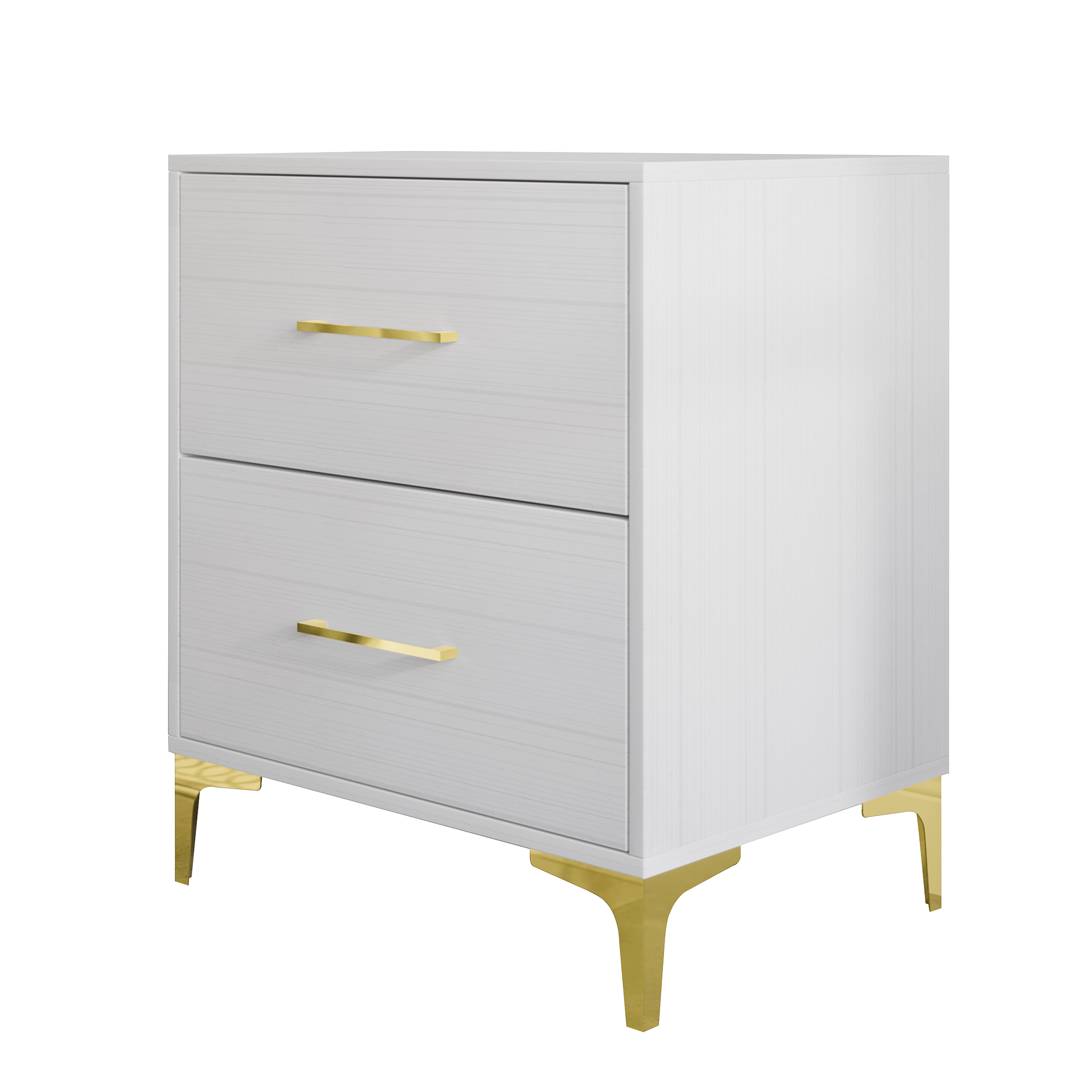 Castle Place Modern Glamour 2 Drawers Nightstand, White