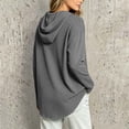 thumbnail image 6 of CQONEPT Waffle Knit Hoodies for Women Lightweight Comfy Pullover Tops Drawstring Long Sleeve Loose Fall Fashion Sweatshirts Blouse Gray XL, 6 of 7
