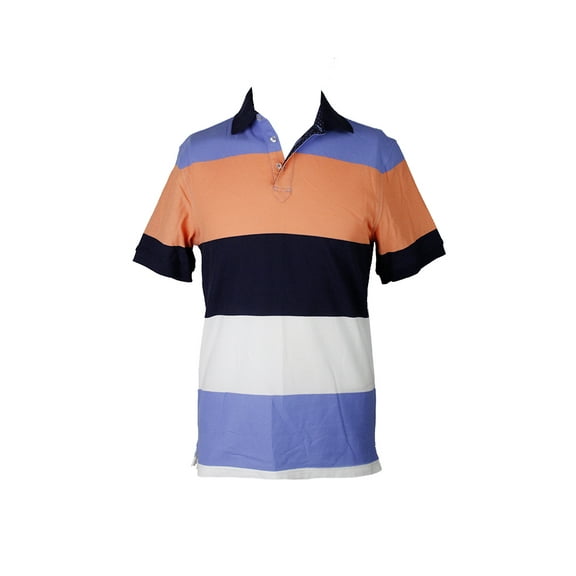 Club Room Blue Short-Sleeve Colorblocked Polo Shirt S