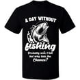thumbnail image 2 of OXI T-Shirt - A Day Without Fishing, Basic Casual T-Shirt for Men's and Women Fleece T-Shirt Short Sleeve - Black Small, 2 of 3