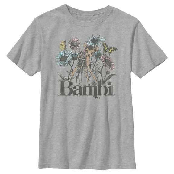 Boy's Bambi Floral Sketch  Graphic Tee Athletic Heather Medium