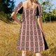 thumbnail image 4 of Kelly CA14 vestido de manga corta con estampado floral abstracto colorido ropa de mujer vestido morado, 4 of 7