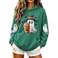 thumbnail image 2 of LEKWK Halloween Hoodies for Women Drawstring Ghost Pattern Cute Graphic Sweatshirts Fall Winter Long Sleeve Relaxed Fit Casual Funny Tops, 2 of 6