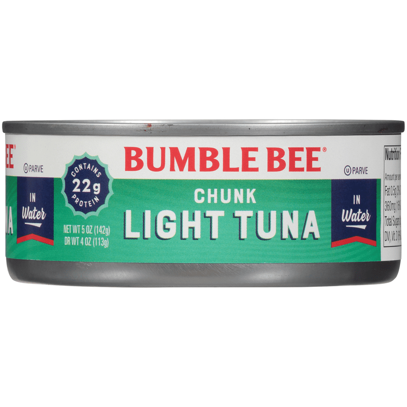 Bumble Bee Chunk Light Tuna in Water, 5 oz Can Wild Caught Tuna 22g