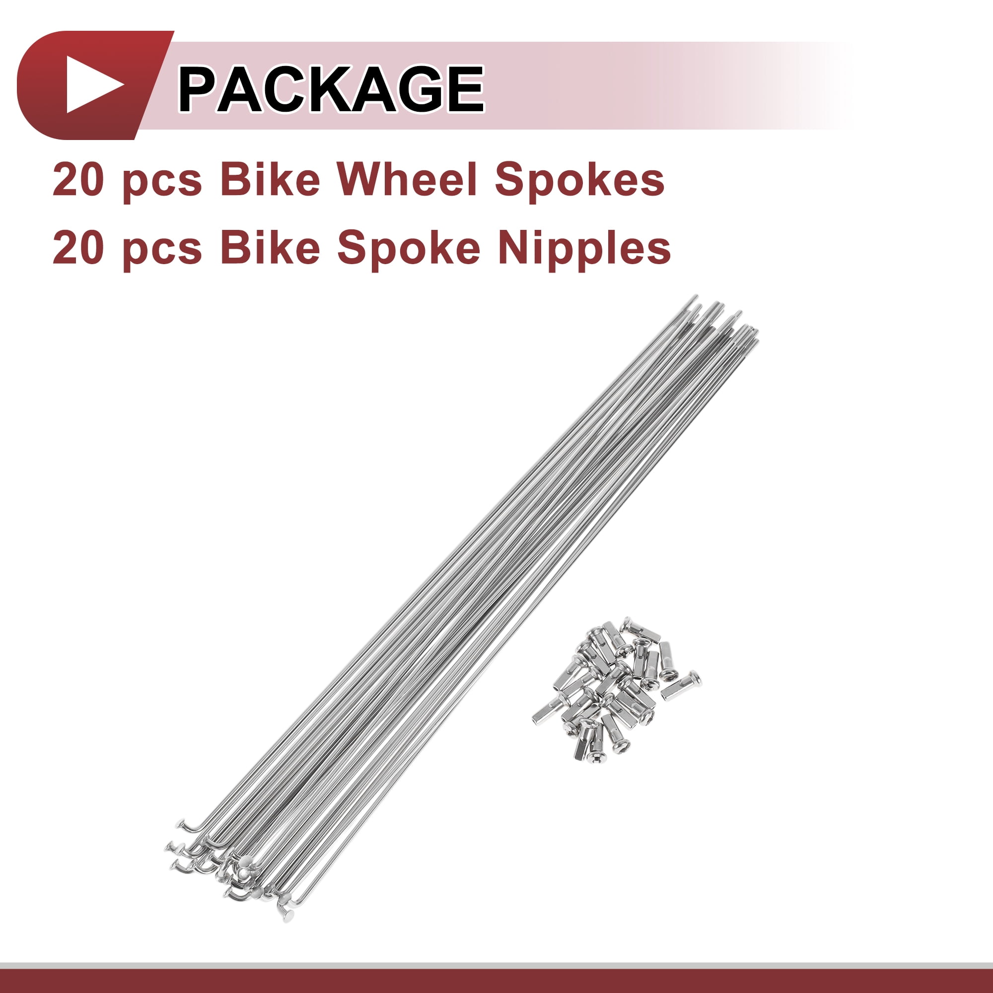 Unique Bargains 20Set 13G Bicycle SpokesBike Wheel Spokes 304 Stainless Silver-251mm