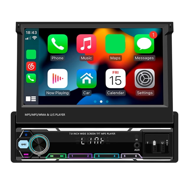 Radio de Audio de 7 pulgadas compatible con Bluetooth inalámbrico Carplay Android Auto Mirrorlink