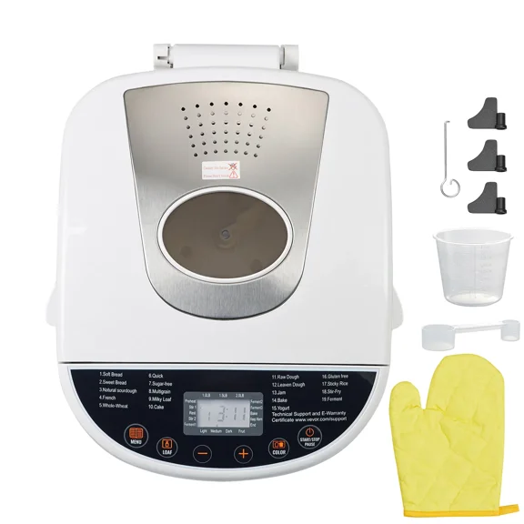 19-in-1 Automatic Bread Maker,2LB Capacity,Nonstick Ceramic Pan,Gluten Free and Whole Wheat Settings,Digital Programmable with 3 Loaf Sizes and Crust Options