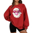 thumbnail image 2 of Uootdi Gift Christmas Santa Christmas Blowing Bubble Printted Graphic Sweatshirt for Women Crewneck Long Sleeve Pullover Casual Loose Fit Holiday Top for Winter, 2 of 5