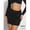 Black, variant on Black Rhinestone-Embellished Denim Mini Skirt With Flap Pockets