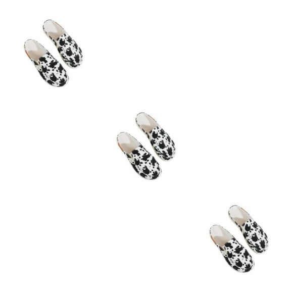 Qarigey Pantuflas de lona cómodas para mujer de 2 piezas con parte inferior antideslizante, zuecos y mulas de tela y cómoda para mujer, vaca Type1 NO1