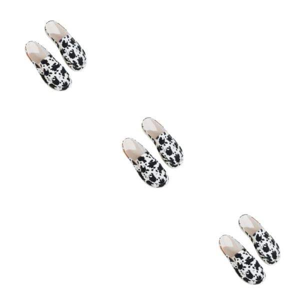 Qarigey Pantuflas de lona cómodas para mujer de 2 piezas con parte inferior antideslizante, zuecos y mulas de tela y cómoda para mujer, vaca Type1 NO1