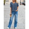 thumbnail image 6 of ZANKLEY Womens Summer V Neck Oversized T Shirt Casual Short Sleeve Loose Fit Flowy Basic Top, 6 of 12