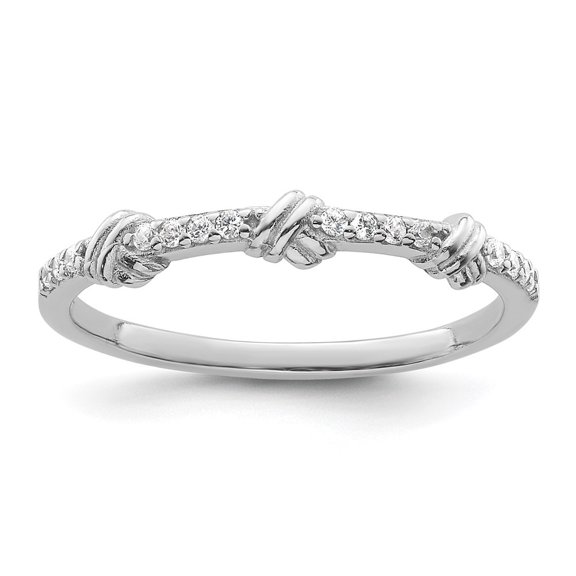Auriga 925 Sterling Silver Rhodium-plated Clear CZ Knot Ring for Women Size- 6