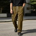 thumbnail image 2 of PNTUTB Men's Cargo Pants Soild Color Drawstring Outdoor Work Pants Casual Loose Comfort Pant with Multi Pocket Daily Hiking Sporty Trendy Pants, 2 of 7