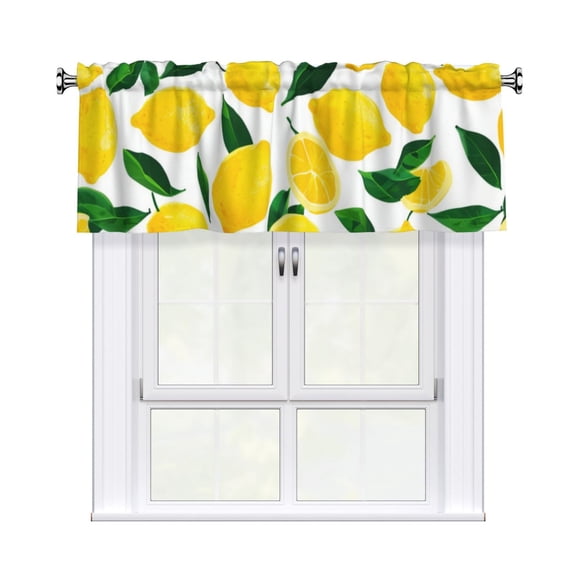 Valances for Windows Kitchen Curtains Small Treatments Valance, Lemon Pattern 42x12 inch
