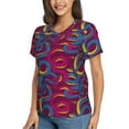 thumbnail image 2 of Vsdgher Colorful Snake Women Shirts V Neck Short Sleeve Tops T-Shirt Basic Tees, S to 3XLSmall, 2 of 5
