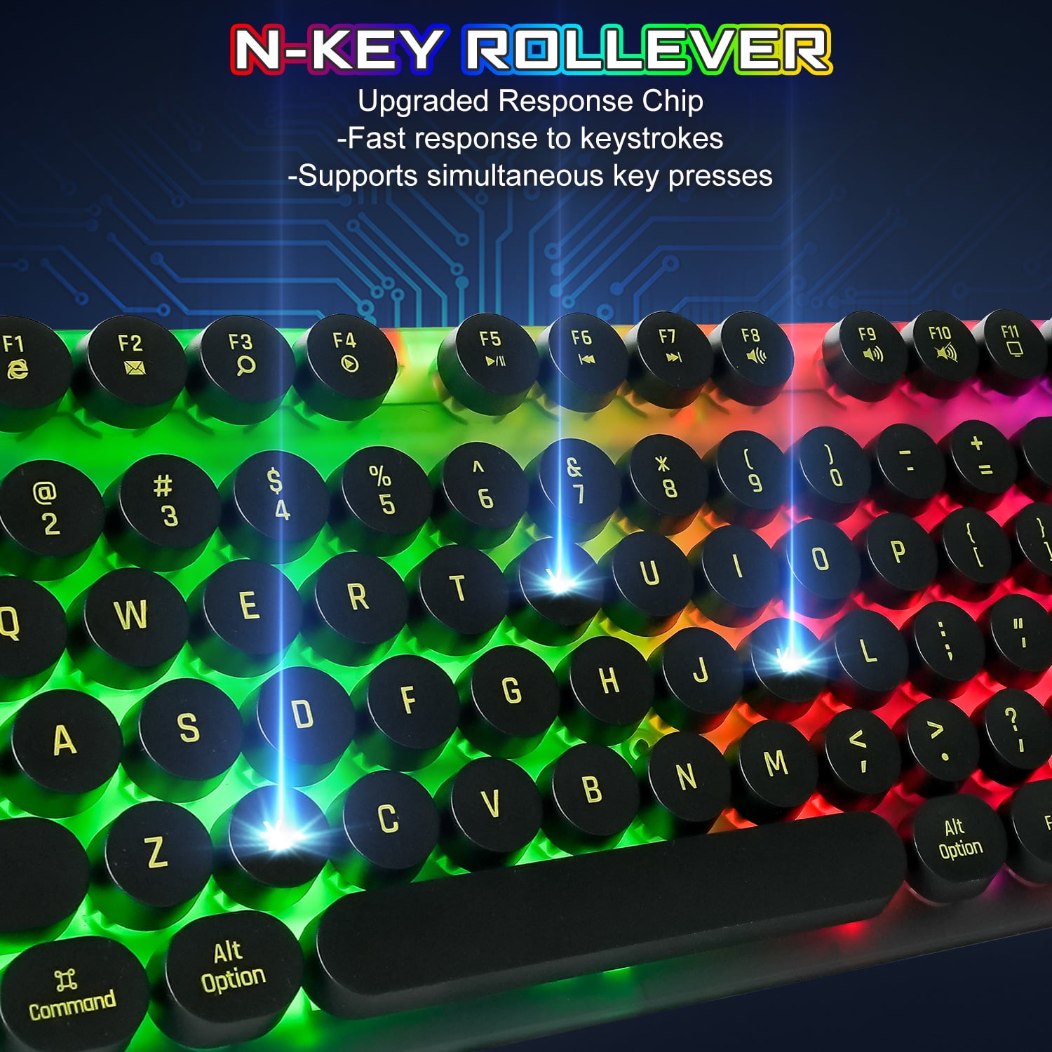 CMYBabee Mouse and Keyboard Combo, 104 Keys Wired gaming keyboard and mouse keyboard, Retro Punk Gaming RGB Keyboard, for Windows/Mac/PC (Black)
