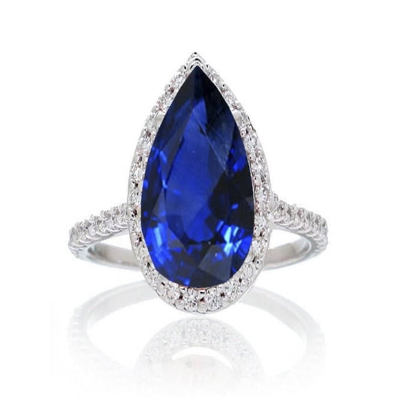 1.5 Carat Pear Cut Sapphire Halo Desiger Engagement for Woman on 10k White Gold
