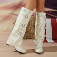 thumbnail image 5 of SACFOF Knee High Boots Women Fall Slouchy Fold Over Tall Boots Round Toe Chunky Heel Pleated Fold Over Knee High Boot, 5 of 6