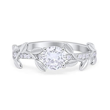 Floral Wedding Engagement Ring CZ 925 Sterling Silver Size 5