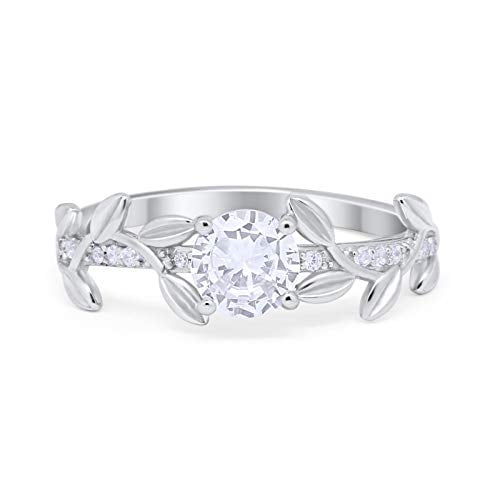 Floral Wedding Engagement Ring CZ 925 Sterling Silver Size 5