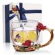 thumbnail image 2 of Red Rose Enamel Craft Water Cup Drink Mug with Handle Design Tea Coffee Cup with Spoon Cleaning Cloth Set 320ML, 2 of 5