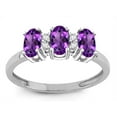 thumbnail image 2 of Star K� Genuine Amethyst 3 Three Oval Stones Promise Ring Wedding Band, 2 of 9