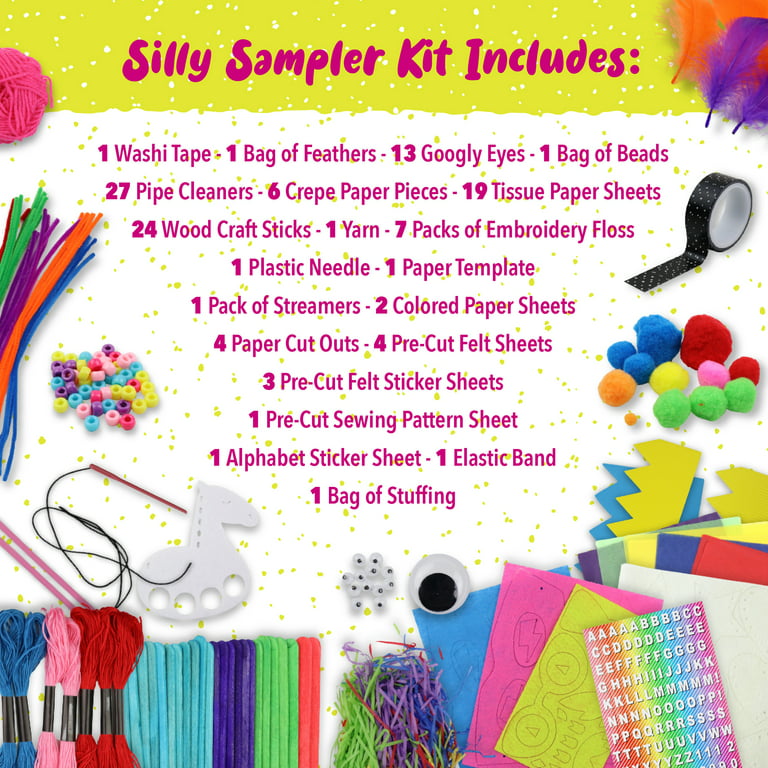 DOODLE HOG 50 Silly Craft Kits, Arts and Crafts for Kids 4-6 - 400 Pieces  to Do 50 Sample Size Crafts - Free 16 Page Instruction Guide with Color