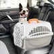 thumbnail image 4 of Bolsa de transporte para mascotas para gatos, caja de plástico portátil aprobada por aerolíneas con asa de mano, contenedor ligero para transporte de mascotas para viajes en coche, negra y gris, 4 of 6