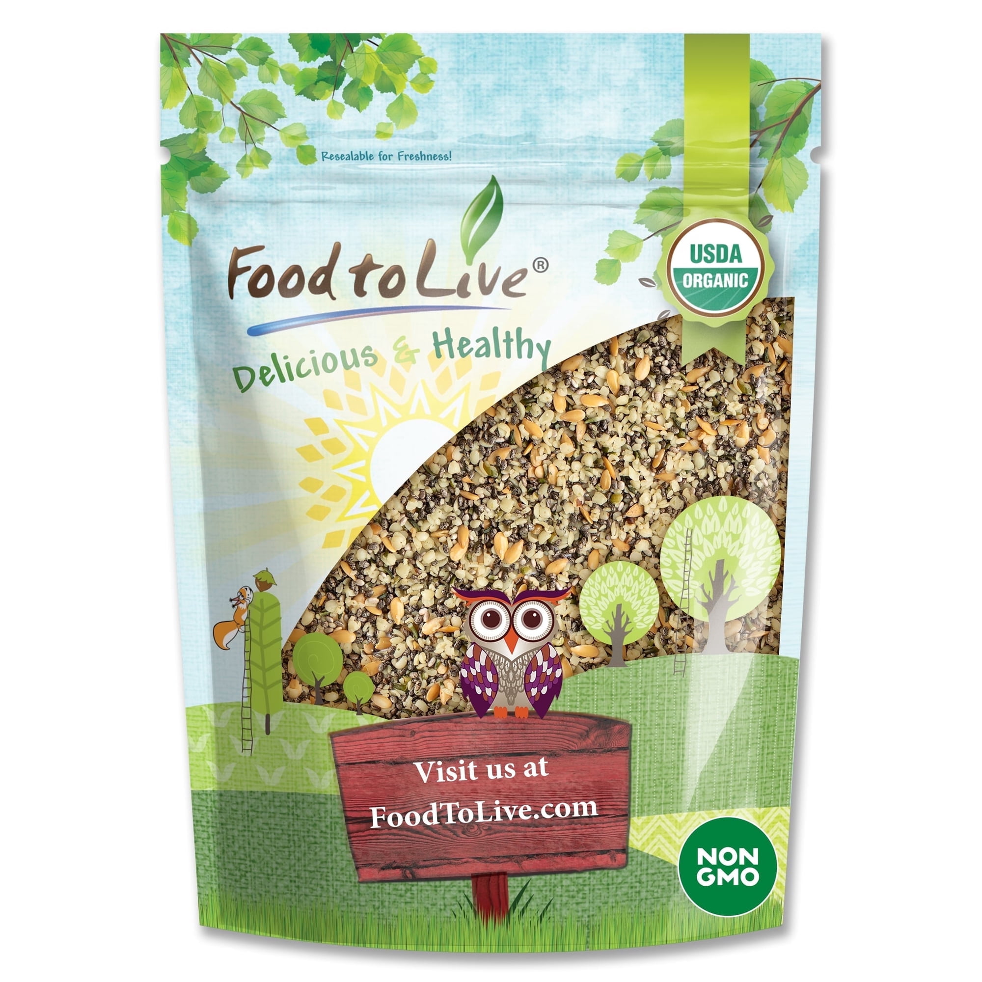 Organic Chia, Flax, and Hemp Seeds Mix, 5 Pounds - A Non-GMO Blend - by Food to Live