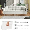 White Futon Sofa Bed, Convertible Folding Sofa Bed, Modern Upholstered Sleeper Sofa Bed with 2
