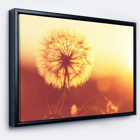 Large Dandelion DESIGN ART Designart 'Blossom Dandelion Flower on Brown' Large Flower Framed Canvas Art Print ()