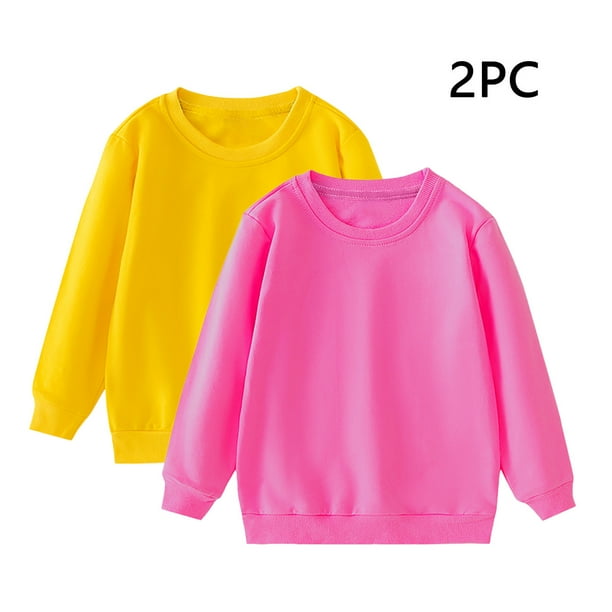 Cowsor Unisex Kids Solid Cotton Thin Pullover 2PC Sweatshirt T-Shirt Toddler Baby Crewneck Long Sleeve Tshirts Tops Blouse
