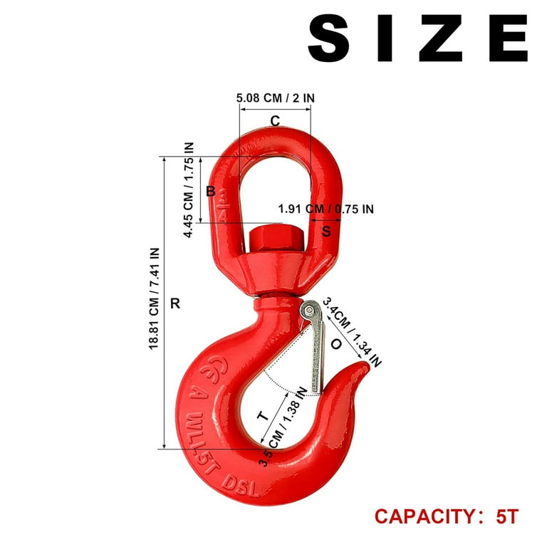 5-Ton Alloy Steel Swivel Hook With Safety Latch – 360° Rotating Self-Locking Grab Hook For Heavy Lifting