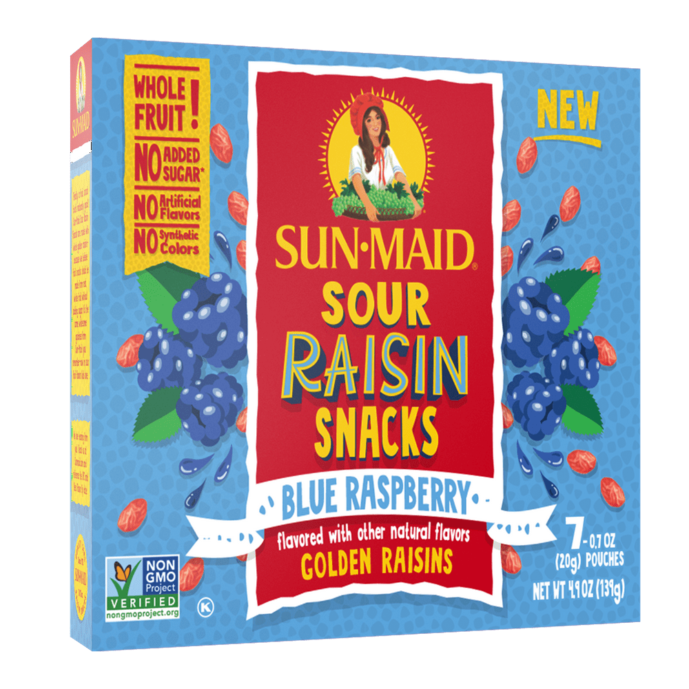 SunMaid Sour Raisin Snacks, Blue Raspberry, 7 ct, 0.7 oz