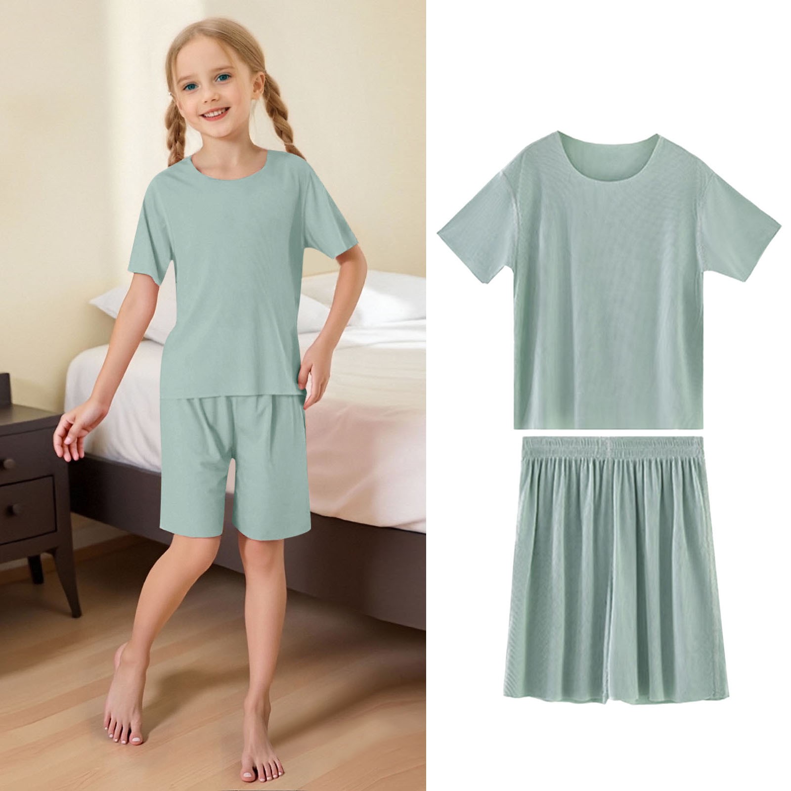 Kids Boy Pajamas Set Soft Crewneck Soft Comfort Pjs Sleepwear Outfits Preppy Pajamas for Girls 8-9 Years Kids Clothes