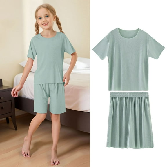 Kids Boy Pajamas Set Soft Crewneck Soft Comfort Pjs Sleepwear Outfits Preppy Pajamas for Girls 8-9 Years Kids Clothes