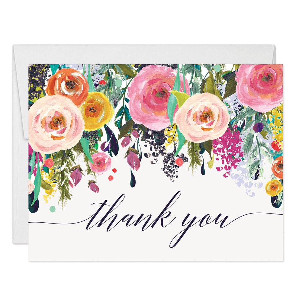 Colorful Flowers Thank You Cards with Envelopes ( Pack of ...