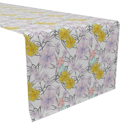 

Fabric Textile Products Inc. Table Runner 100% Cotton 16x108 Watercolor Lilac Flower Purple - 16 x 72