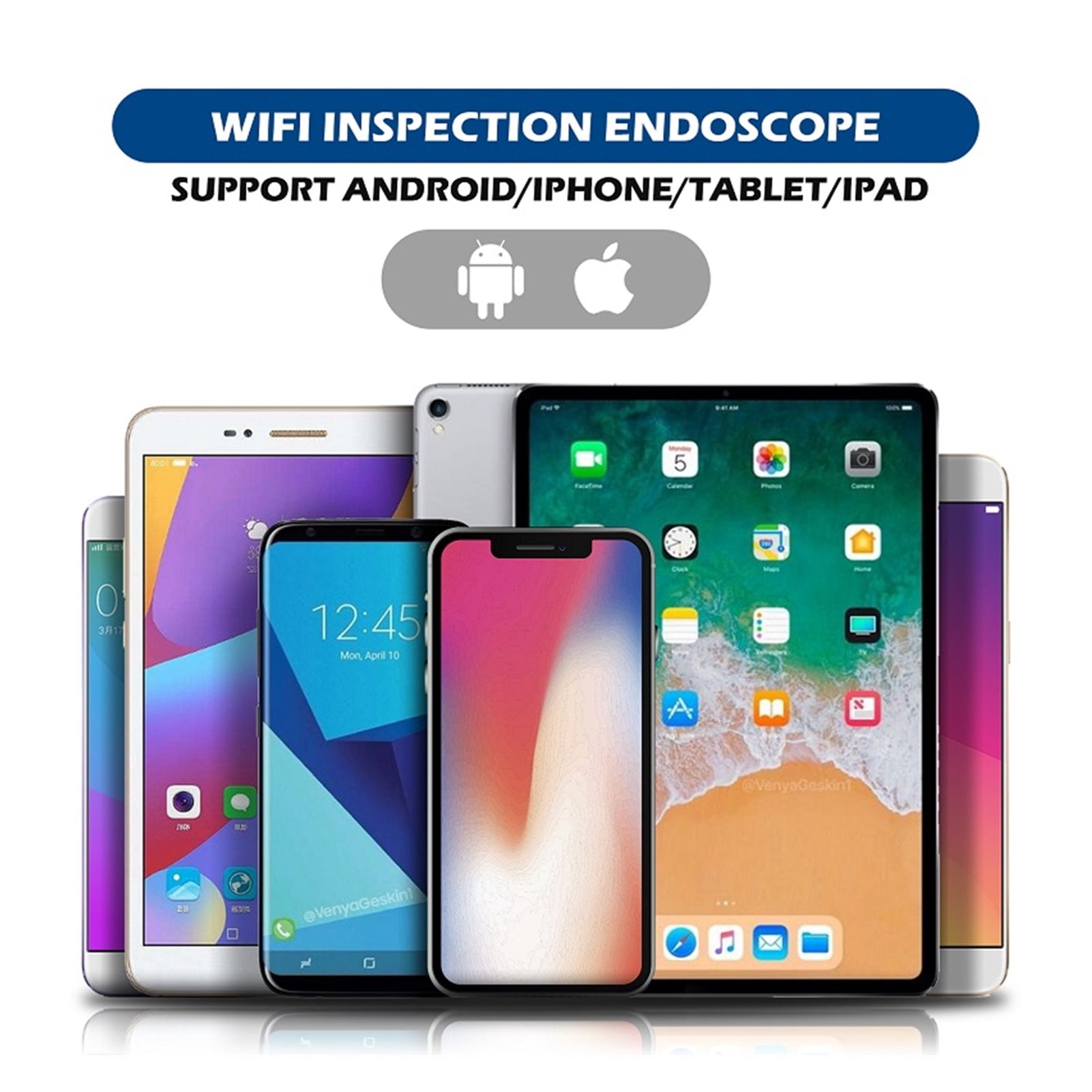 F220 WIFI Endoscope 5.5mm Lens HD1080P IP67 Waterproof Endoscopy 6 LEDs 2600 MAh Inspection Borescope Camera ,Various Applicable