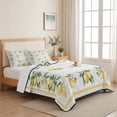 thumbnail image 5 of Full Quilt Set 78''x90'', Lemon Yellow Lightweight Bedspread Coverlet Set with 2 Pillow Shams, Modern Country Flower Floral Summer Spring Breathable All Season Quilt Bedding for Bedroom/Guest Room, 5 of 9