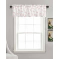 thumbnail image 3 of Pink Flower Leaves Linen Curtain Valance for Bedroom/Bathroom/Kitchen/Living/Dining Room Window,Grey Modern Pastel White Floral Spring Summer Pocket Topper Drapes Decorative Cafe Drapery 42"x18", 3 of 6