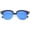 Black-Gold / Blue Mirror, variant on sunglassLA Unisex Bold Metal Nose Bridge Color Mirror Lens Round Half-Frame Sunglasses (Black-Gold / Magenta Mirror) - 52mm